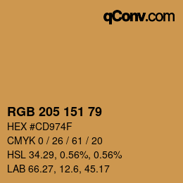 Color code: RGB 205 151 79 | qconv.com