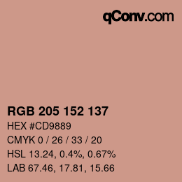 Farbcode: RGB 205 152 137 | qconv.com