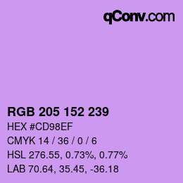 Color code: RGB 205 152 239 | qconv.com