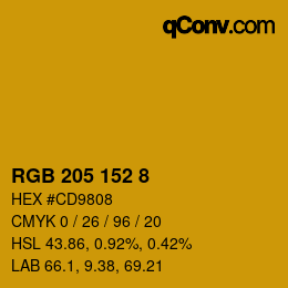 カラーコード: RGB 205 152 8 | qconv.com
