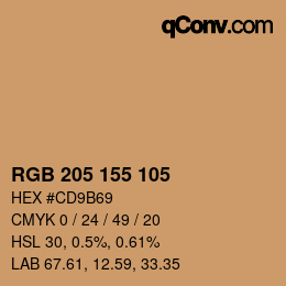 Color code: RGB 205 155 105 | qconv.com