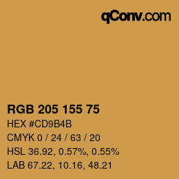 Farbcode: RGB 205 155 75 | qconv.com