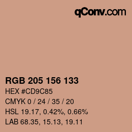 カラーコード: RGB 205 156 133 | qconv.com