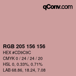 カラーコード: RGB 205 156 156 | qconv.com
