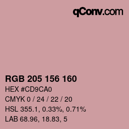 Color code: RGB 205 156 160 | qconv.com