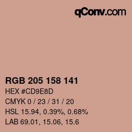 カラーコード: RGB 205 158 141 | qconv.com