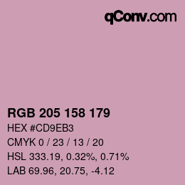 Color code: RGB 205 158 179 | qconv.com