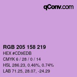 カラーコード: RGB 205 158 219 | qconv.com