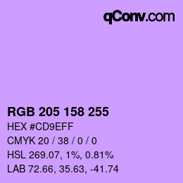 Color code: RGB 205 158 255 | qconv.com