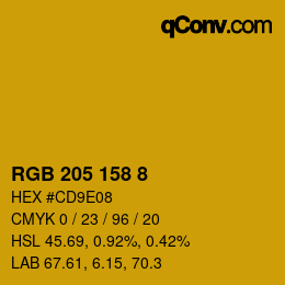 カラーコード: RGB 205 158 8 | qconv.com