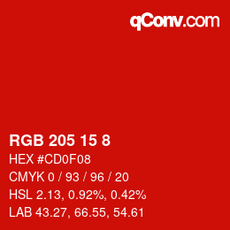 Color code: RGB 205 15 8 | qconv.com
