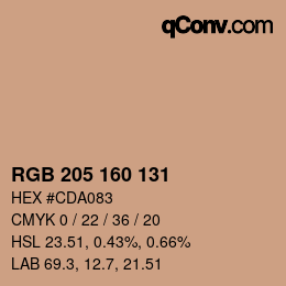 カラーコード: RGB 205 160 131 | qconv.com