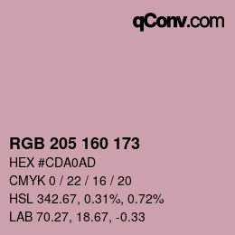 Farbcode: RGB 205 160 173 | qconv.com