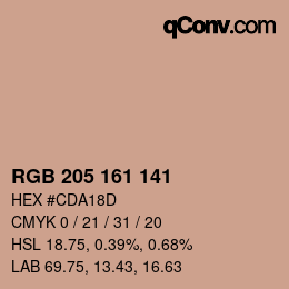 Color code: RGB 205 161 141 | qconv.com