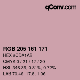 Color code: RGB 205 161 171 | qconv.com