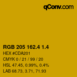 カラーコード: RGB 205 162.4 1.4 | qconv.com