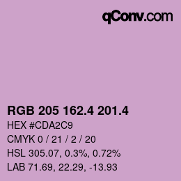 カラーコード: RGB 205 162.4 201.4 | qconv.com