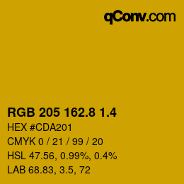 カラーコード: RGB 205 162.8 1.4 | qconv.com