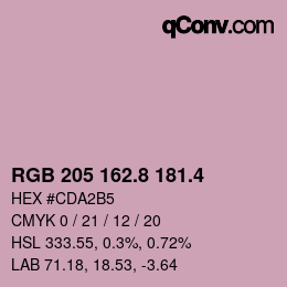 カラーコード: RGB 205 162.8 181.4 | qconv.com
