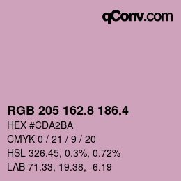 カラーコード: RGB 205 162.8 186.4 | qconv.com
