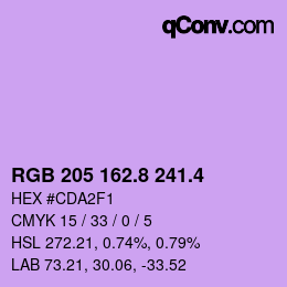 カラーコード: RGB 205 162.8 241.4 | qconv.com