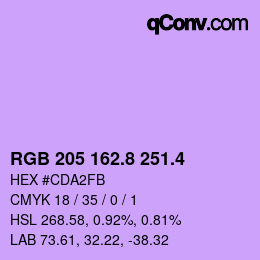 カラーコード: RGB 205 162.8 251.4 | qconv.com