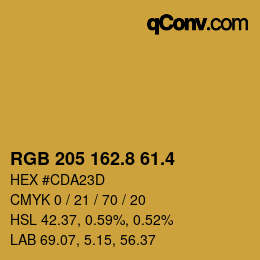 カラーコード: RGB 205 162.8 61.4 | qconv.com