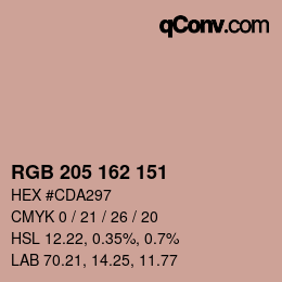 Color code: RGB 205 162 151 | qconv.com