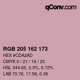 Color code: RGB 205 162 173 | qconv.com