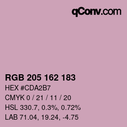 Color code: RGB 205 162 183 | qconv.com