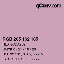 Color code: RGB 205 162 185 | qconv.com