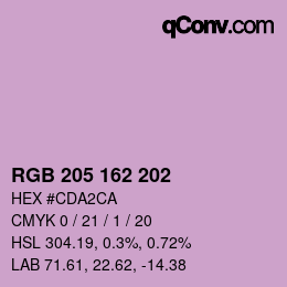 Color code: RGB 205 162 202 | qconv.com