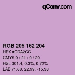 Color code: RGB 205 162 204 | qconv.com
