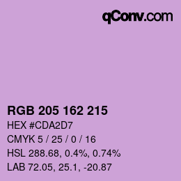 カラーコード: RGB 205 162 215 | qconv.com
