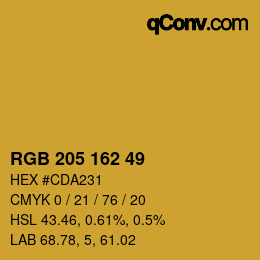 Color code: RGB 205 162 49 | qconv.com
