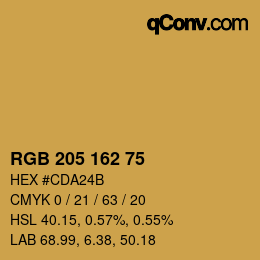 Color code: RGB 205 162 75 | qconv.com