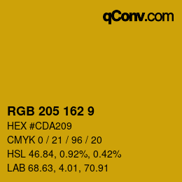 カラーコード: RGB 205 162 9 | qconv.com