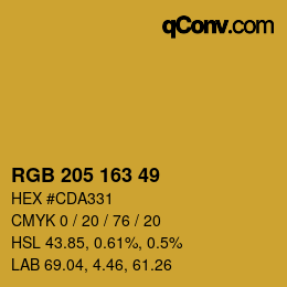 Color code: RGB 205 163 49 | qconv.com