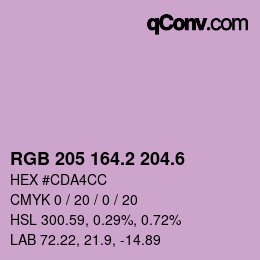 カラーコード: RGB 205 164.2 204.6 | qconv.com