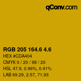 カラーコード: RGB 205 164.6 4.6 | qconv.com