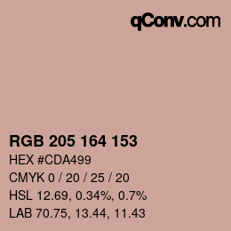 颜色代码: RGB 205 164 153 | qconv.com