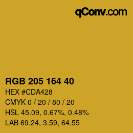 Color code: RGB 205 164 40 | qconv.com