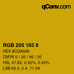 Color code: RGB 205 165 8 | qconv.com
