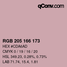 カラーコード: RGB 205 166 173 | qconv.com