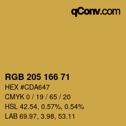 颜色代码: RGB 205 166 71 | qconv.com