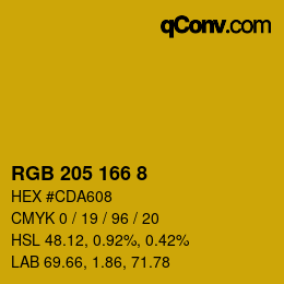 Color code: RGB 205 166 8 | qconv.com