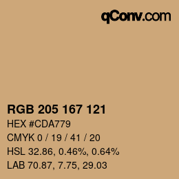 カラーコード: RGB 205 167 121 | qconv.com
