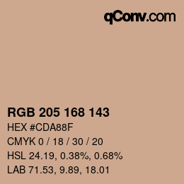 カラーコード: RGB 205 168 143 | qconv.com