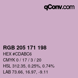 Color code: RGB 205 171 198 | qconv.com