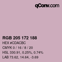 Color code: RGB 205 172 188 | qconv.com